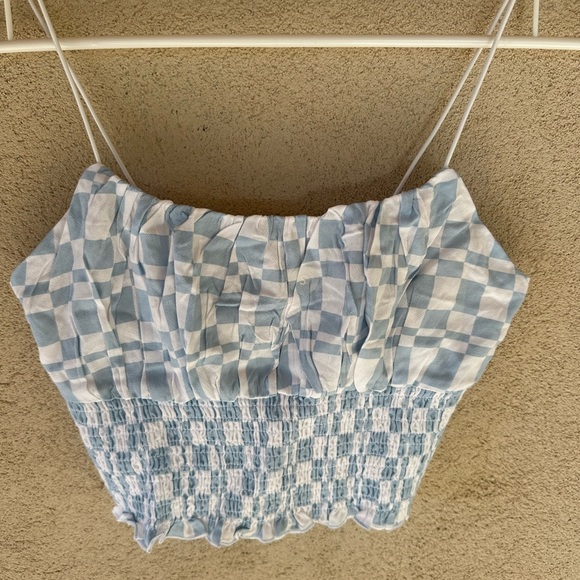 PacSun Light Blue Checkered Crop Camisole Sz S NWT - Picture 1 of 3